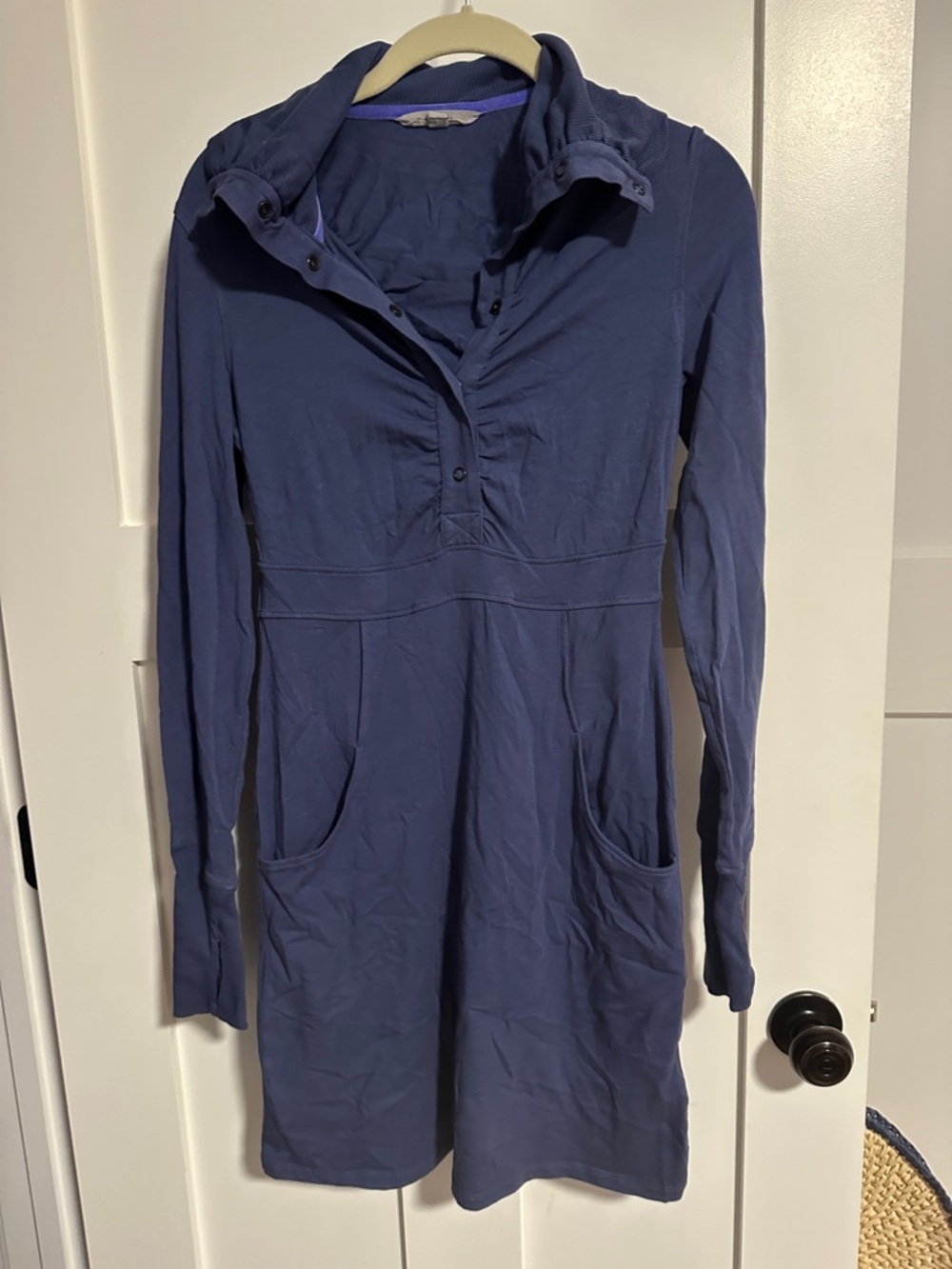 Athleta Navy Hooded Long Sleeve Knit Dress